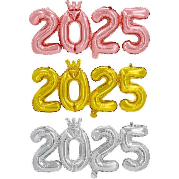 1pc 16inch Connection Crown 2025 Number Foil Balloons New Year 2025 Decoration Christmas Decorations For Home Navidad 2024