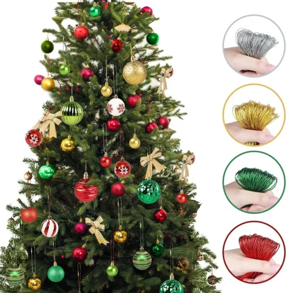 100pcs Christmas Ornaments Hooks Hanger String with Snap Ornament String for Home 2024 Christmas Tree Hanging Decorations Gifts - Image 2