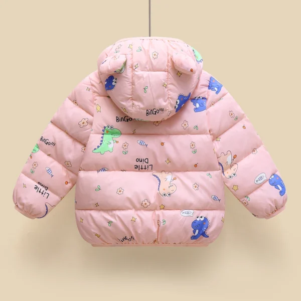 hibobi Winter Children's Cotton Coat Dinosaur Pattern Hooded Long-Sleeved Down Jacket Suitable For Children Under Five Years Old - Image 5