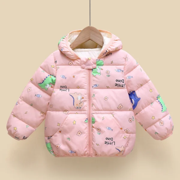 hibobi Winter Children's Cotton Coat Dinosaur Pattern Hooded Long-Sleeved Down Jacket Suitable For Children Under Five Years Old - Image 4