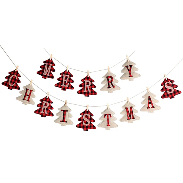 2024 New Christmas English Christmas Tree Hemp Party Festival Decoration Christmas Banner Hanging Decorations - Image 3