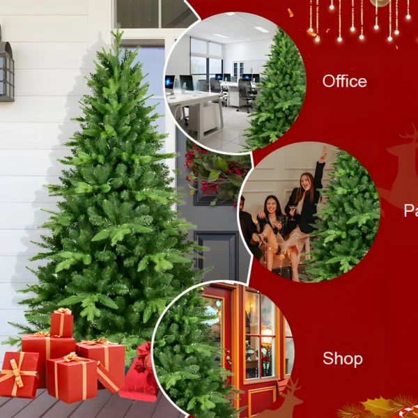 Prelit Artificial Christmas Tree PE/PVC Mixed Flocking Xmas Tree LEDS Warm White Lights Holiday Xmas Ornaments Home Party Decor - Image 5