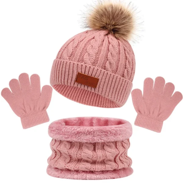 Baby Winter Hat Scarf Gloves Set Knitted Fur Ball Kids Beanie Baby Cap for Girls Boys Accessories Infant Bonnet Toddler Hat 1-5Y - Image 4