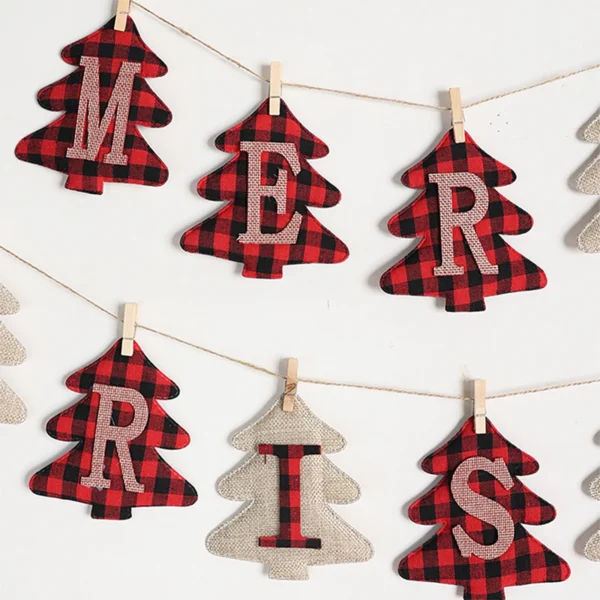 2024 New Christmas English Christmas Tree Hemp Party Festival Decoration Christmas Banner Hanging Decorations - Image 6