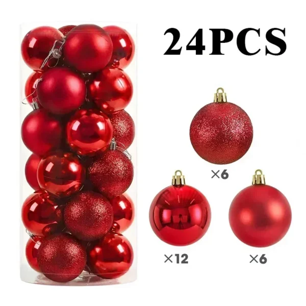 24/pcs 8CM Christmas Ball Ornaments Set Painted Plastics Christmas Tree Pendant Decoration Christmas Decoration Accessories - Image 4