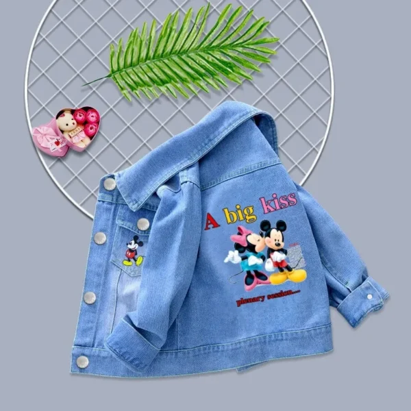 2023 New Baby Boys Girls Denim Mickey Minnie Mouse Jacket Coat Spring Autumn Children Outerwear Kids Cotton Clothes for 2-9 Year - Image 4