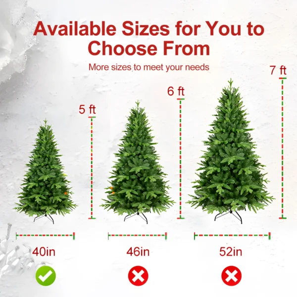 Prelit Artificial Christmas Tree PE/PVC Mixed Flocking Xmas Tree LEDS Warm White Lights Holiday Xmas Ornaments Home Party Decor - Image 2