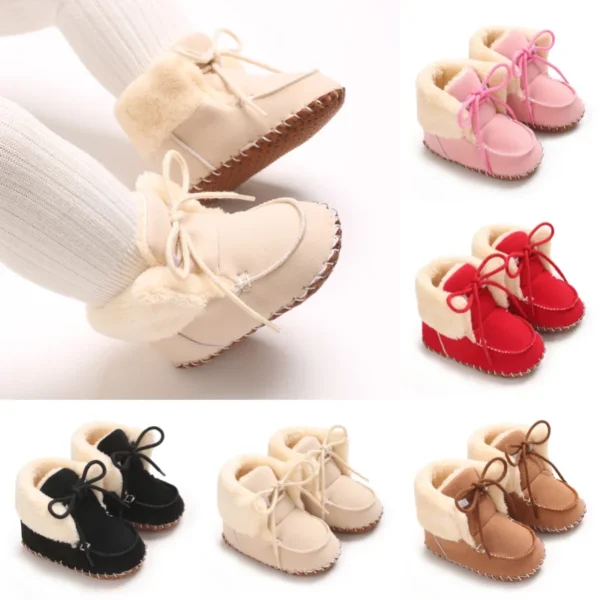 Autumn and Winter Baby Plush Thick Warm Cotton Shoes 0-18 Months Soft Soled Comfortable Non Slip Boots