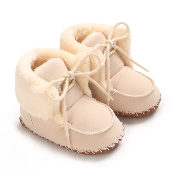 Autumn and Winter Baby Plush Thick Warm Cotton Shoes 0-18 Months Soft Soled Comfortable Non Slip Boots - Image 5