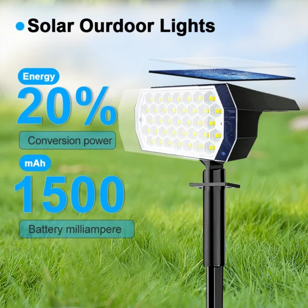 2024 New LED Solar Landscape Spotlights 74 LED Tricolor Light Waterproof 37 LED RGB Solar Garden Wall Lights Yard Lawn Pathway - Image 2