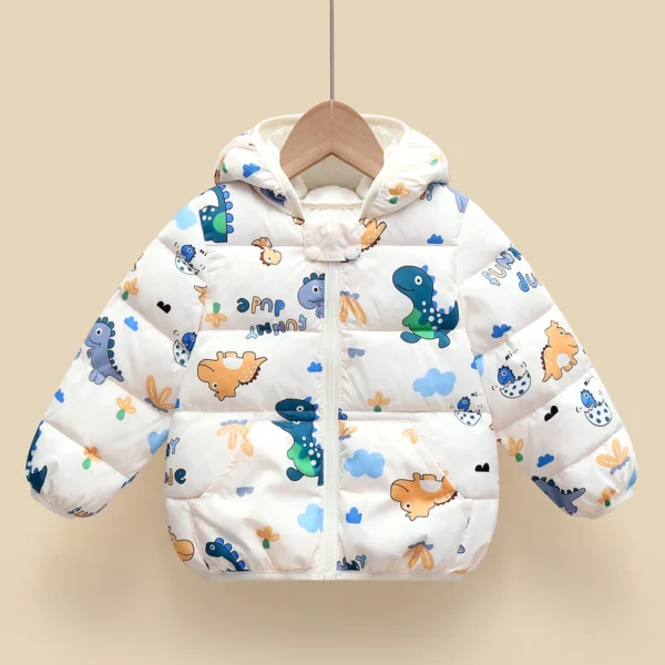 hibobi Winter Children's Cotton Coat Dinosaur Pattern Hooded Long-Sleeved Down Jacket Suitable For Children Under Five Years Old - Image 2