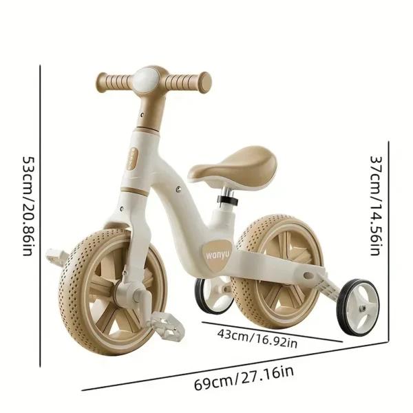 2-in-1 Kids Balance Bike Kids Trike with Training Wheels Removable Pedal Headlight Adjustable Seat Lightweight Scooter for Kids - Image 6